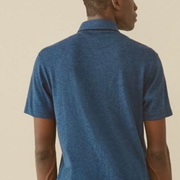 Cotton Denim Blue Peppered Polo Shirt by Roots - Picture 2 of 5